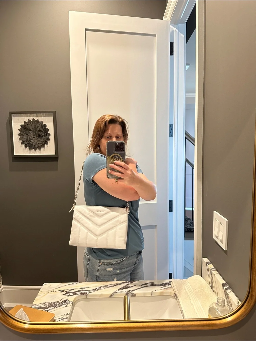 Ted Baker White Quilted Chevron Leather Wristlet Clutch